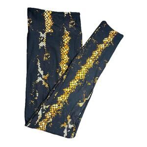New LuLaRoe Gold / Yellow On Black Snake Print Leggings Size TC (12-18)